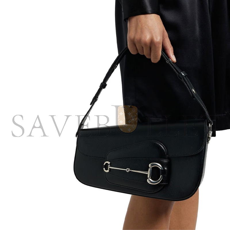 G*u*i horsebit 1955 textured leather shoulder bag 764155 (26.5*17*8cm)